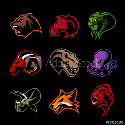 500x500 Bear, Horse, Snake, Ram, Fox, Piranha, Dinosaur, Octopus Head