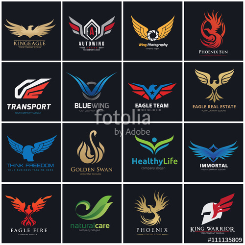 500x500 Animal Logo Collection,eagle Logo Set,bird Logo,phoenix Logo