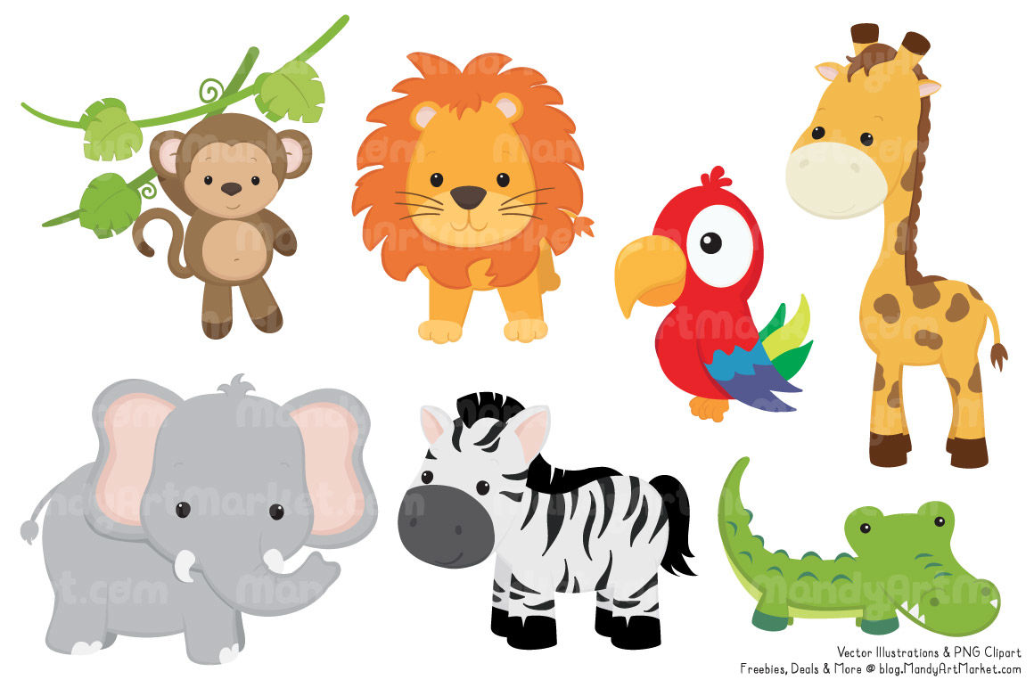 1160x772 Cute Jungle Animal Clipart Vectors