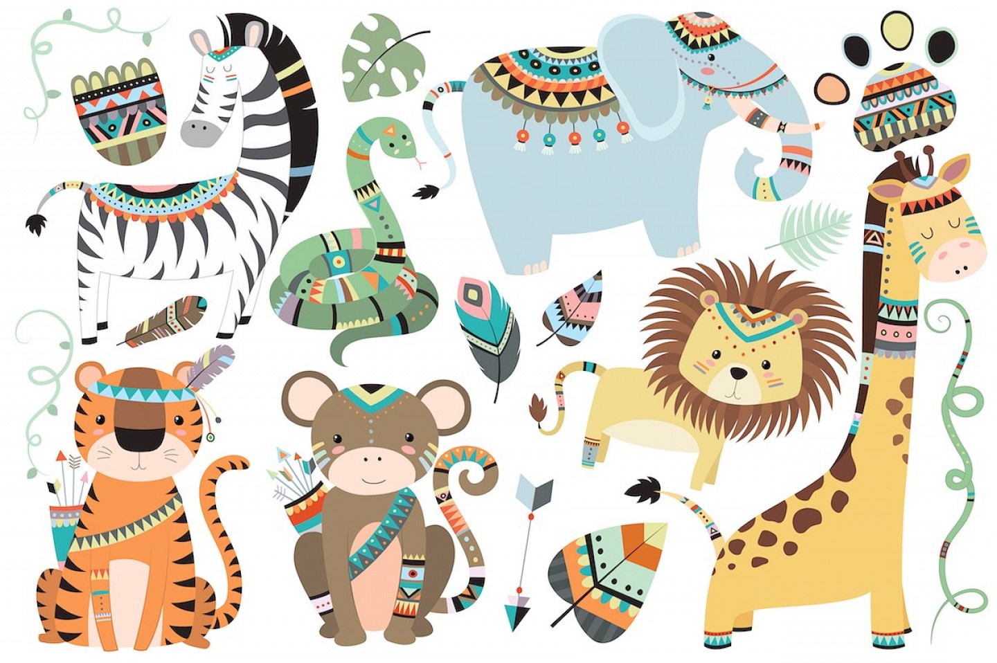 1440x958 Tribal Jungle Animals Vector Png Soidergi