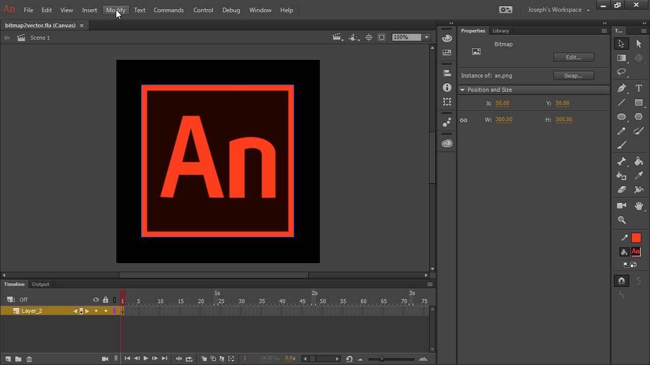 1280x720 Adobe Animate Cc Bitmap To Vector