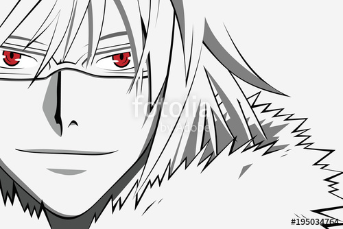 500x334 Anime Face With Red Eyes In Glasses From Cartoon Web Banner