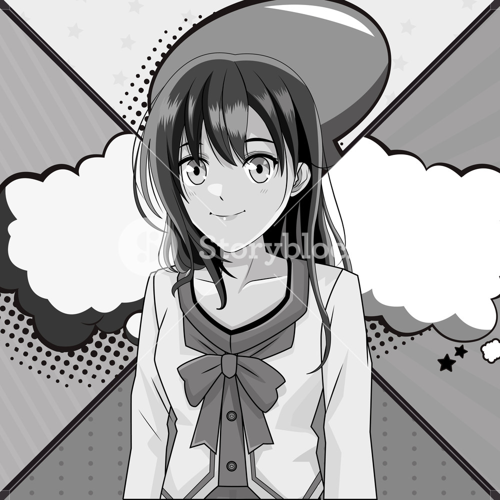 1000x1000 Anime Manga Girl Comic Strips Background Black And White Vector
