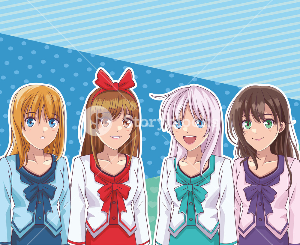 1000x817 Anime Manga Girl Pop Art Background Vector Illustration Graphic