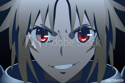 500x334 Anime Eyes Anime Face From Cartoon With Red Eyes Vector