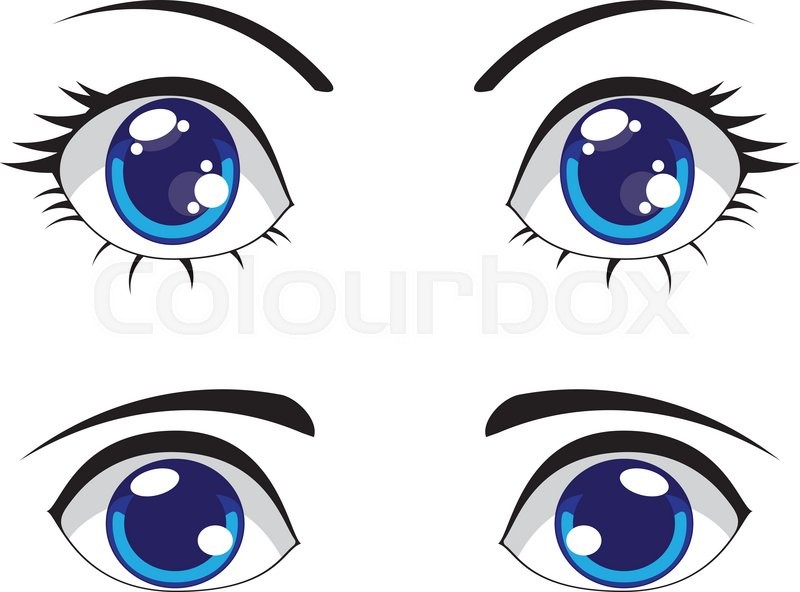 800x592 Big Cartoon Eyes Of Blue Color, Female Stock Vector Colourbox