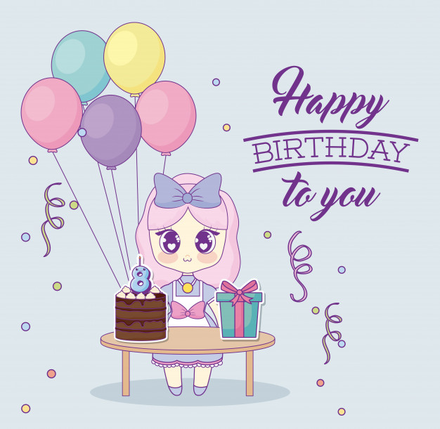 Happy Birthday Design With Kawaii Anime Girl Vector Premium Download 626x611 Happy Birthday Design With Kawaii Anime Girl Vector Premium Download