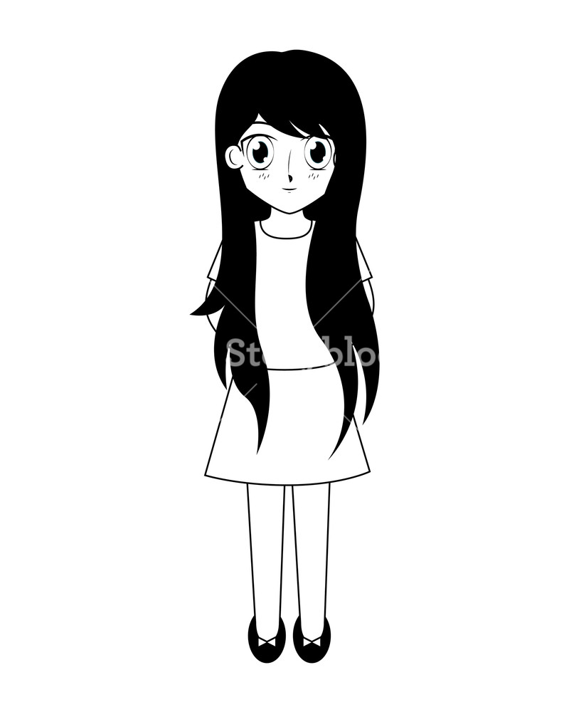 Cute Anime Girl Manga Comic Vector Illustration Black And White 800x1000 Cute Anime Girl Manga Comic Vector Illustration Black And White