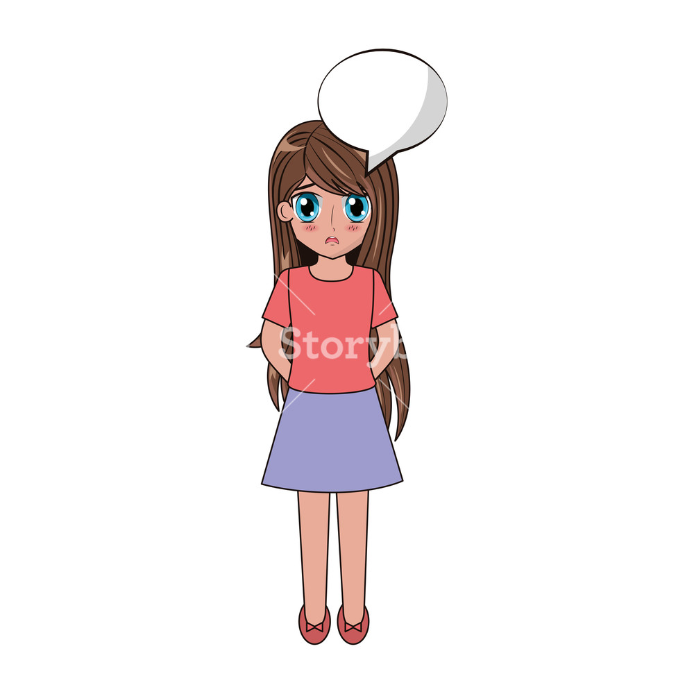1000x1000 Cute Girl Manga Speech Bubble Face Anime Vector Illustration