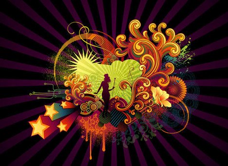 468x340 Free Retro Circus Vector Anniversary Background Banner