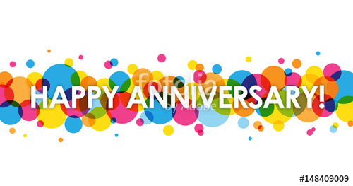 500x263 Happy Anniversary Vector Card With Colourful Circles Background