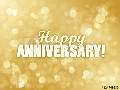 500x375 Happy Anniversary Vector Card With Gold Bokeh Lights Background