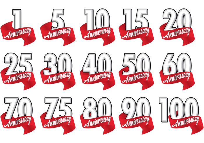 700x490 Red Ribbon Anniversary Badge Vectors