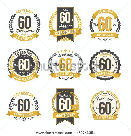 450x470 Set Of Vintage Anniversary Badges Years Celebration Year
