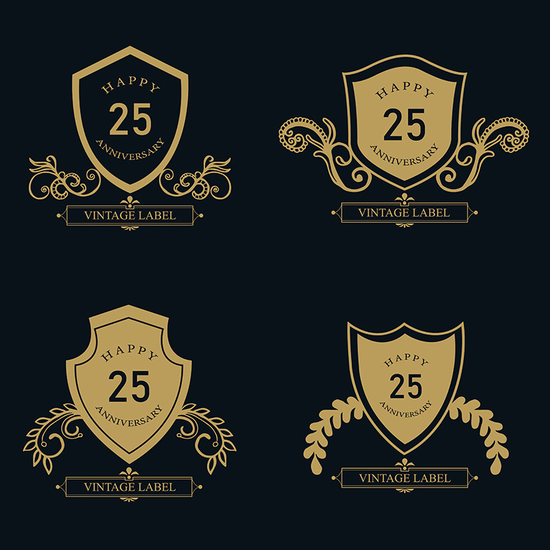 800x800 Vector Wedding Anniversary Badges Illustration Konfest