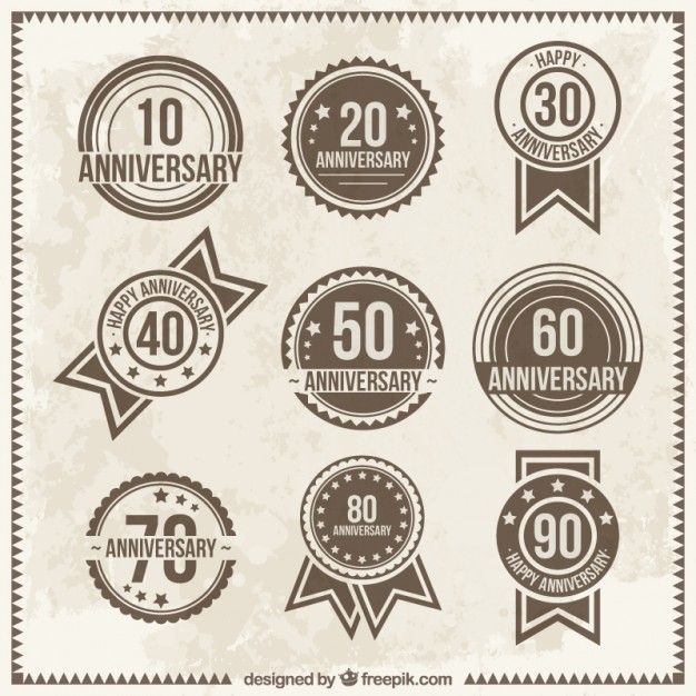 626x626 Vintage Anniversary Badges Vector Free Download