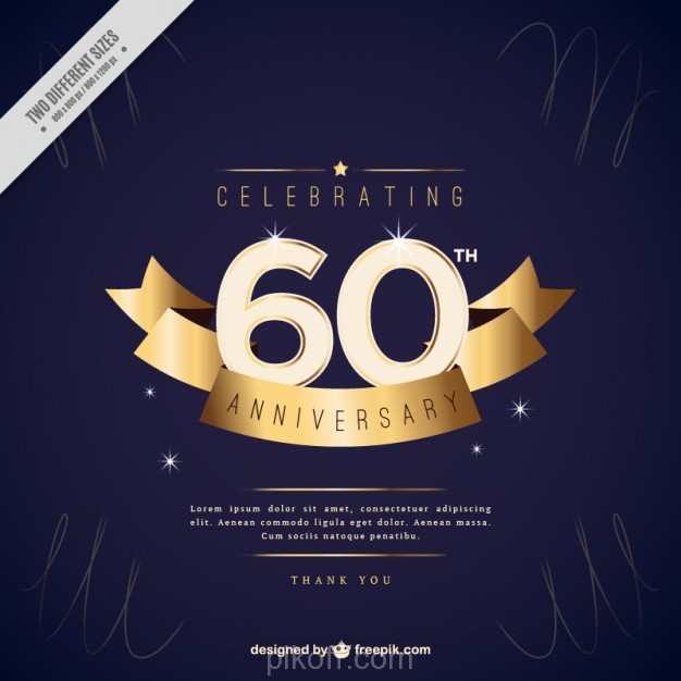 Sixty Anniversary Invitation With Golden Ribbon Vector Free 626x626 Sixty Anniversary Invitation With Golden Ribbon Vector Free