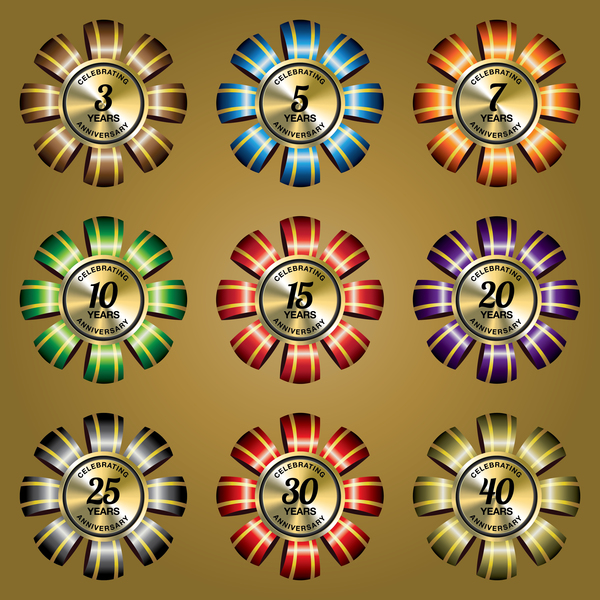 600x600 Anniversary Badge With Ribbon Vector Free Download