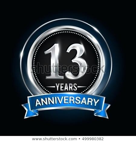 450x470 Birthday Logo With Silver Ring And Blue Ribbon Vector Design