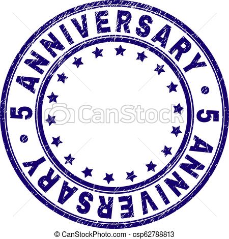 450x470 Grunge Textured Anniversary Round Stamp Seal Anniversary