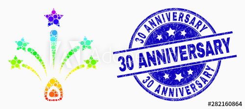 500x223 Pixel Spectrum Star Fireworks Mosaic Icon And Anniversary Seal