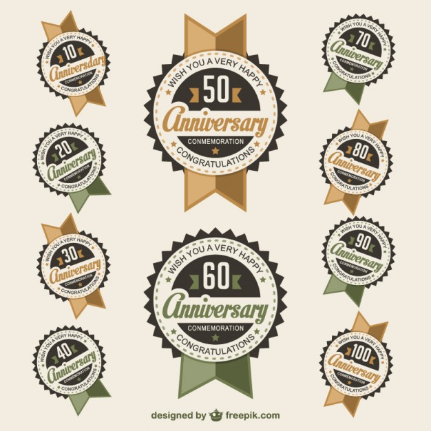 626x626 Anniversary Badges Free Vector