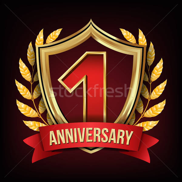 600x600 One Year Anniversary Vector One, First Celebration Red Ribbon