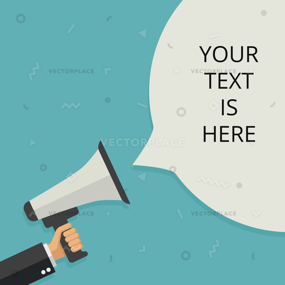 1000x1000 Businessmans Hand Holding Megaphone Social Media Vector