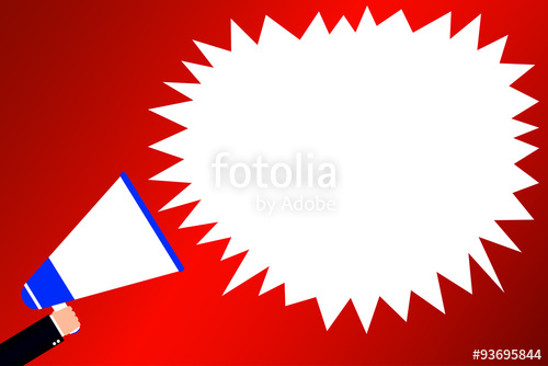 500x334 A Hand Holding Megaphone, With Speech Bubble Announcement, Vector