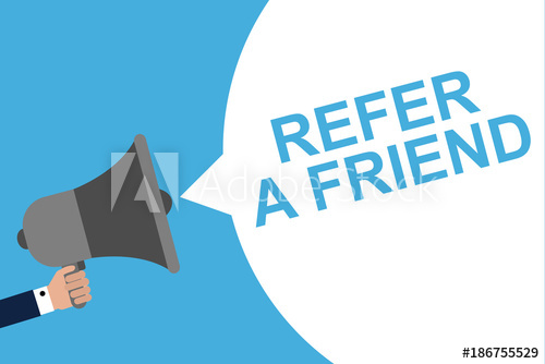500x334 Hand Holding Megaphone With Speech Bubble Refer A Friend