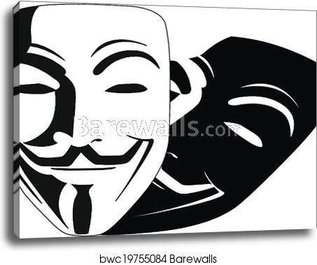 453x379 White Mask Anonymous Vector, Canvas Print Barewalls Posters
