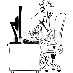 300x300 Black And White Vector Clipart Image Of Anonymous Computer Hacker
