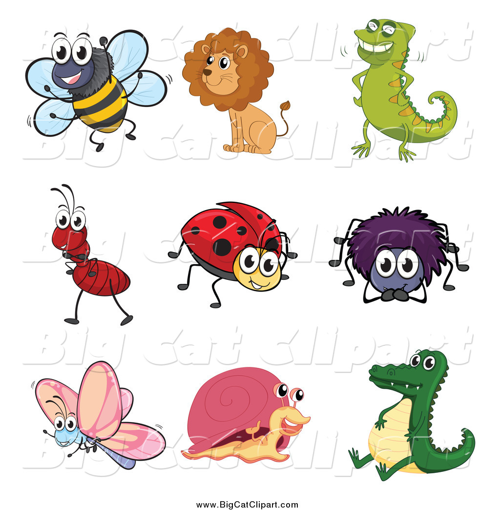 Big Cat Cartoon Vector Clipart Of A Happy Ant Lion Chameleon Bee 1024x1044 Big Cat Cartoon Vector Clipart Of A Happy Ant Lion Chameleon Bee