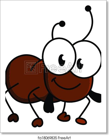 450x580 Free Art Print Of Adorable Little Brown Cartoon Ant Adorable