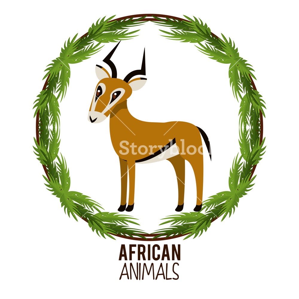 1000x1000 Antelope African Animals Cartoon Vector Illustration Graphic