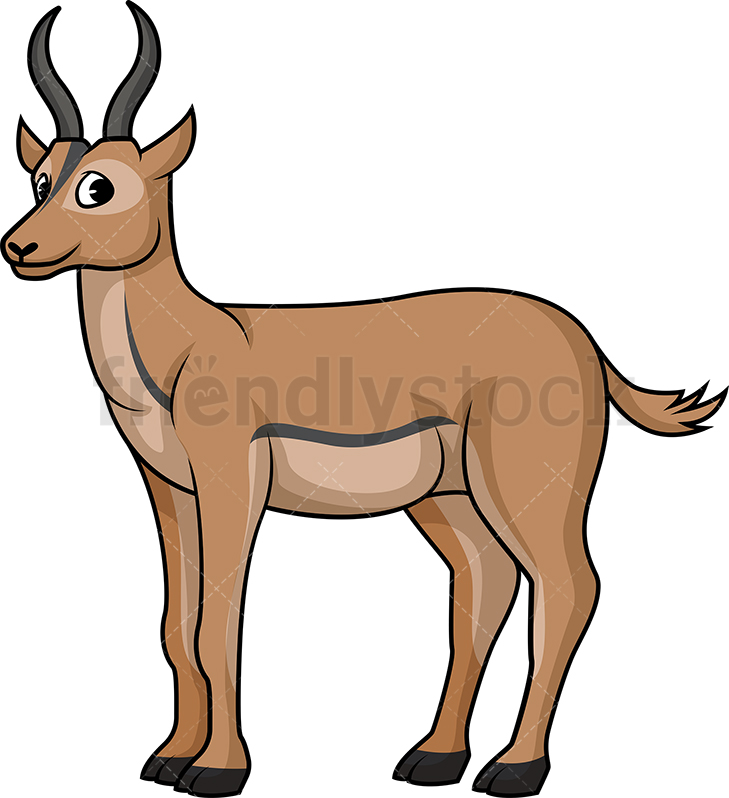 729x798 Wild Antelope Cartoon Clipart Vector