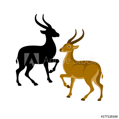 500x500 Antelope Vector Illustration Style Flat Black Silhouette Profile