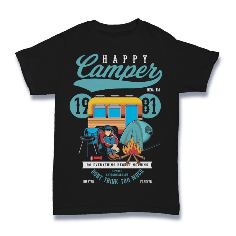 800x800 Happy Camper Vector T Shirt Design