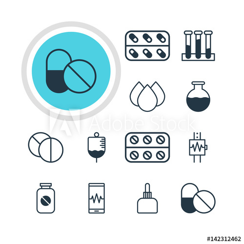 500x500 Vector Illustration Of Medical Icons Editable Pack Of Round