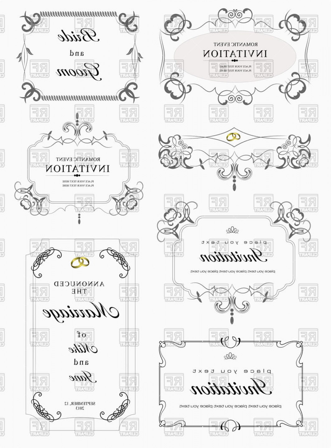 1064x1440 Vintage Decorative Frames With Ornamental Corners Vector Clipart