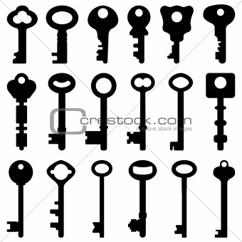 340x340 Image Key Black Silhouette Retro Old Antique Vector