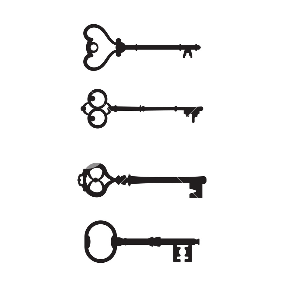 1000x1000 Set Antique Keys For Locks Different Shapes Vector Icon Vector