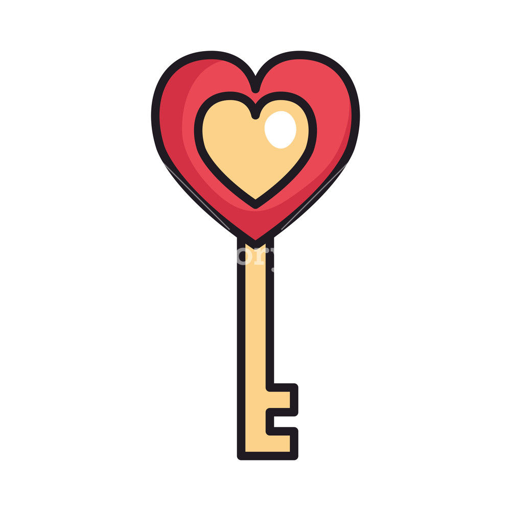 1000x1000 Antique Key With Heart Love Vector Illustration Design Royalty