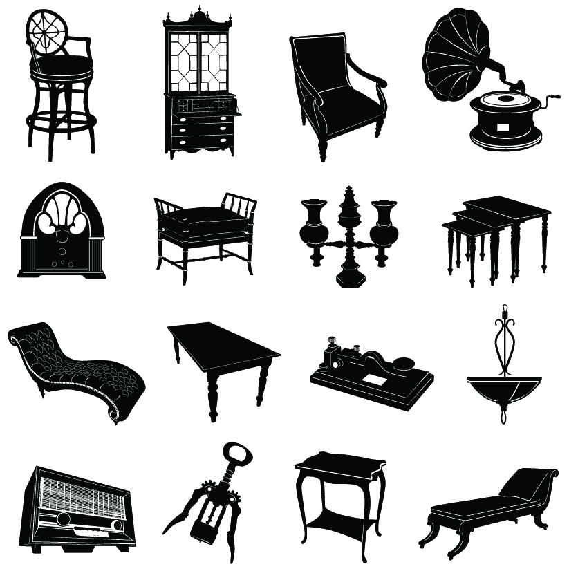 823x823 Antique Furniture Black And White Silhouette