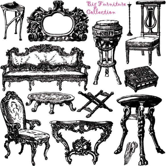 584x584 Antique Furniture Handpainted Pattern Vector Free Vector