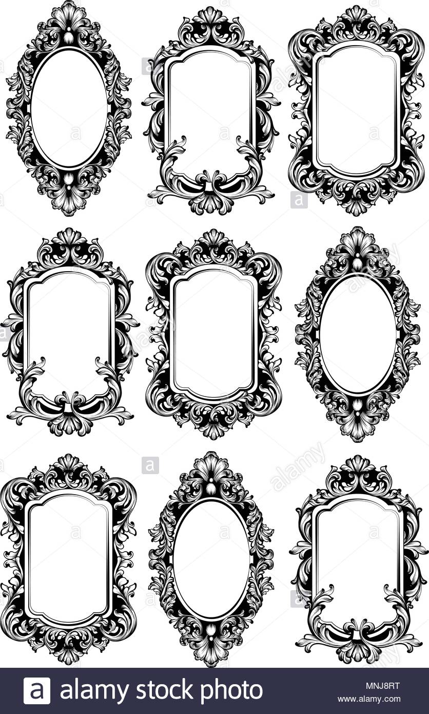 836x1390 Kostlich Vintage Mirror Frames Vector Ill Antique Old Silver