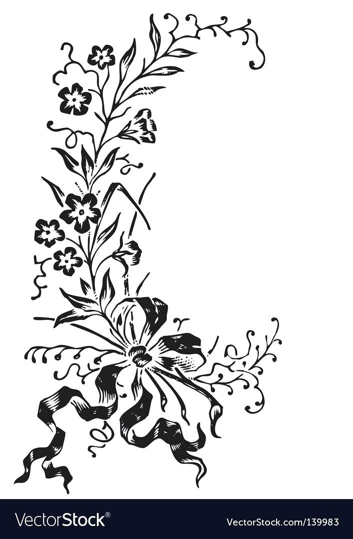 707x1080 Antique Flowers Engraving Vector