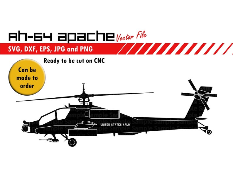 794x595 Ah Apache Dxf And Png Military Art Etsy