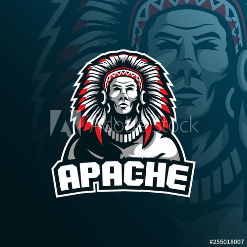 500x500 Tribe Apache Vector Mascot Logo Design With Modern Illustration