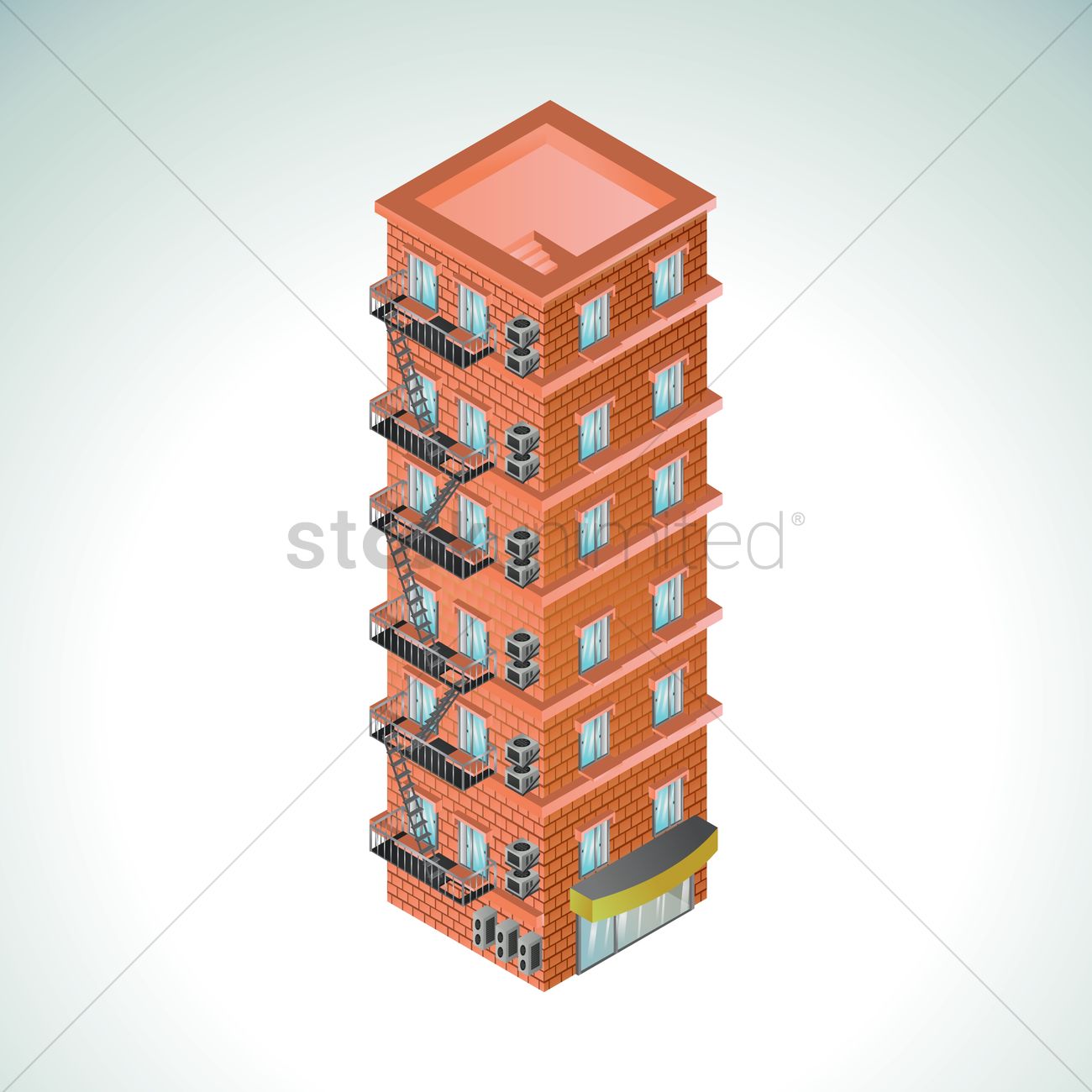 Apartment Building Vector Image 1300x1300 Apartment Building Vector Image